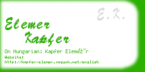 elemer kapfer business card